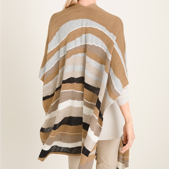 Chico’s Textured Wave Stripe Ruana Wrap - Picture 6 of 9